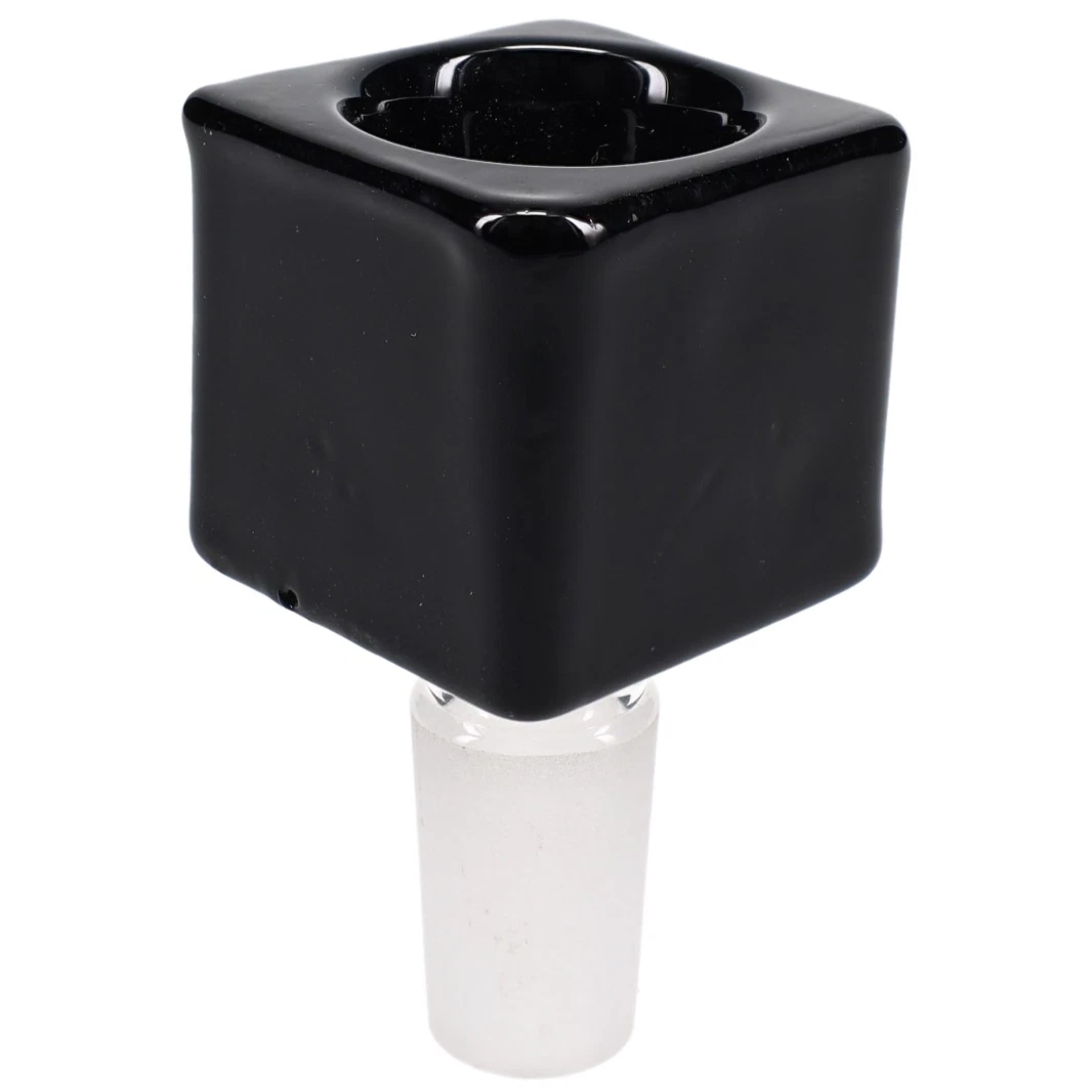 Jet black 14mm cube-shaped glass bowl slide for bong or water pipe
