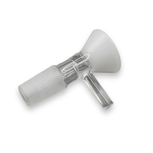 White 14mm funnel glass bowl slide with durable male joint for bong or water pipe