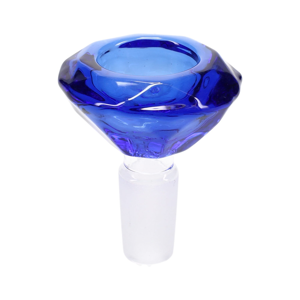 Blue 14mm large diamond glass bowl slide, male glass-on-glass joint bong accessory