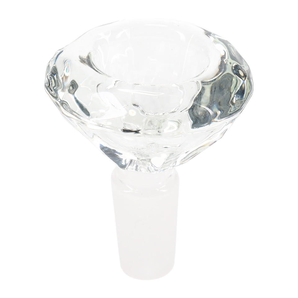Clear 14mm large diamond glass bowl slide, male glass-on-glass joint bong accessory