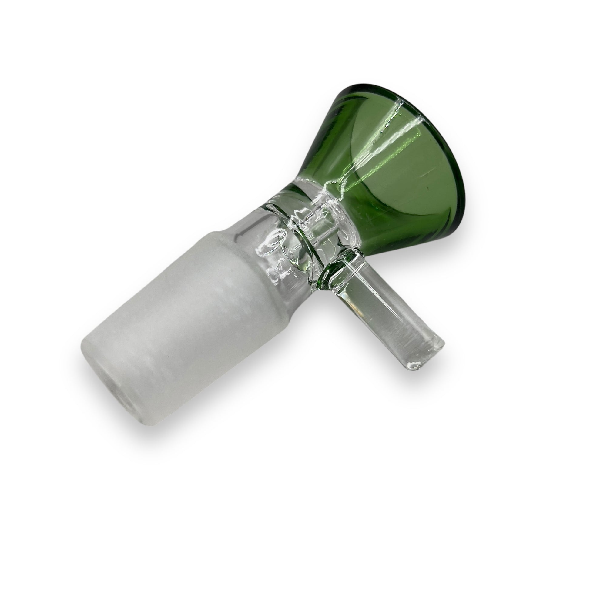 Green 18mm funnel glass bowl slide with durable male joint for bong or water pipe
