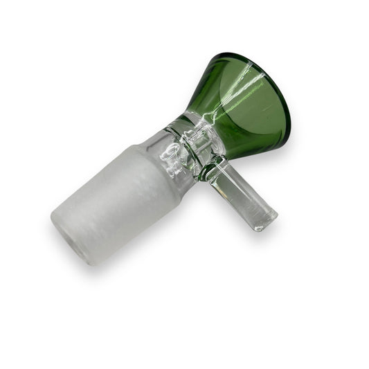 Green 18mm funnel glass bowl slide with durable male joint for bong or water pipe