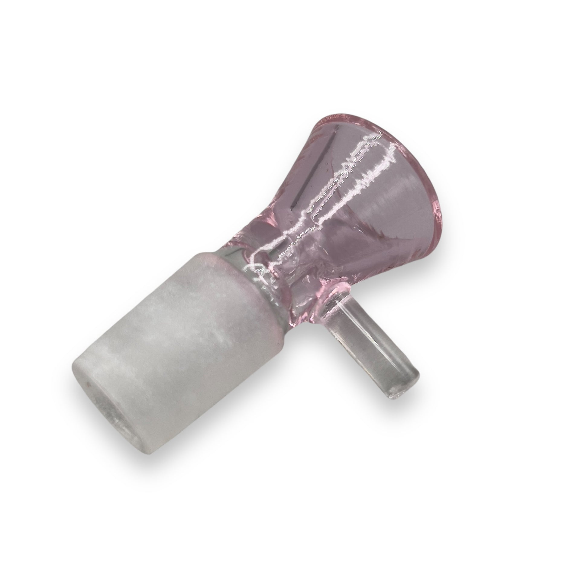 Pink 18mm funnel glass bowl slide with durable male joint for bong or water pipe