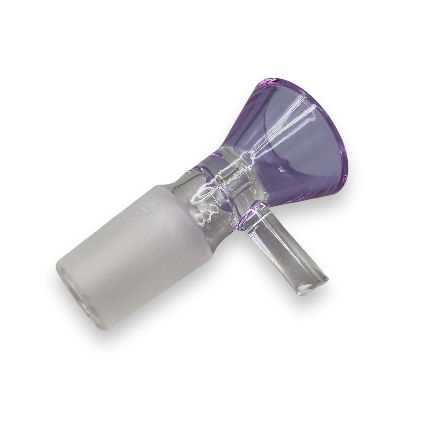 Purple 18mm funnel glass bowl slide with durable male joint for bong or water pipe