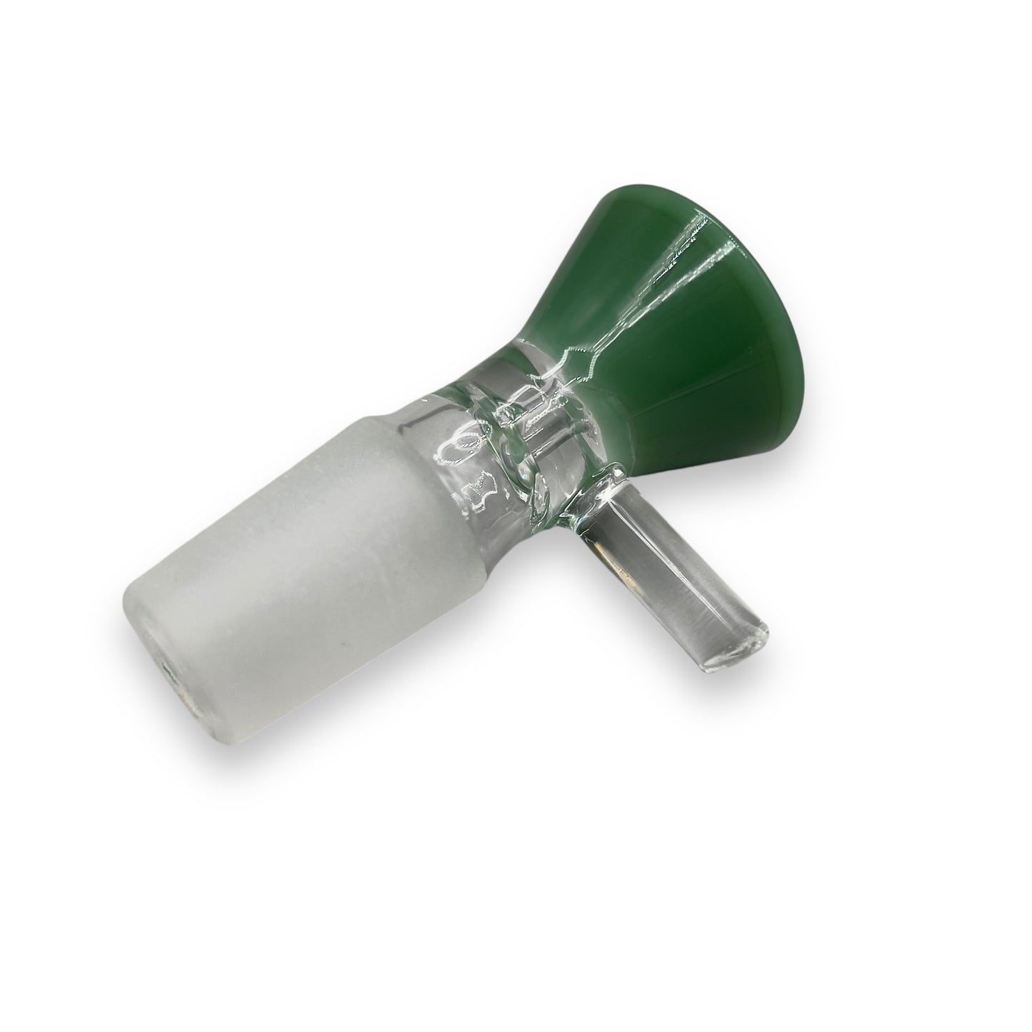 Green 18mm funnel glass bowl slide with durable male joint for bong or water pipe