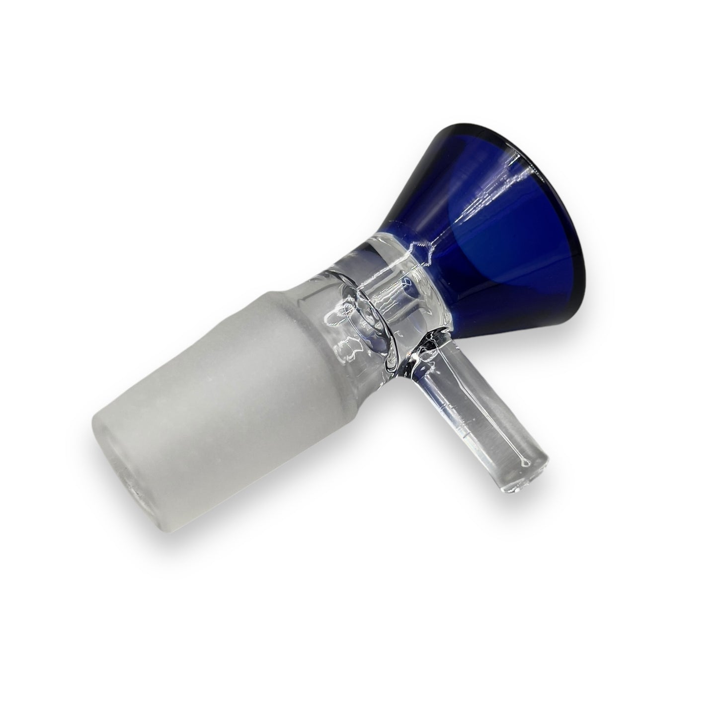 Blue 18mm funnel glass bowl slide with durable male joint for bong or water pipe