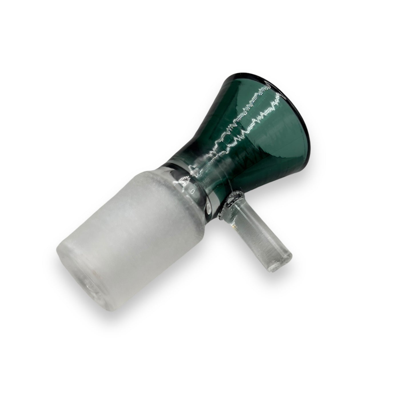 Dark green 18mm funnel glass bowl slide with durable male joint for bong or water pipe