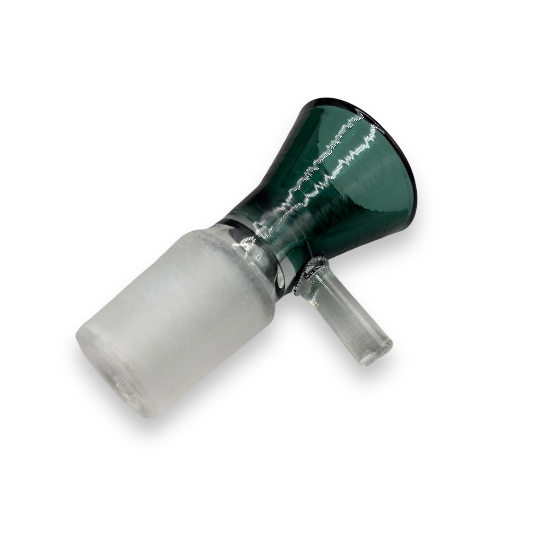 Dark green 18mm funnel glass bowl slide with durable male joint for bong or water pipe