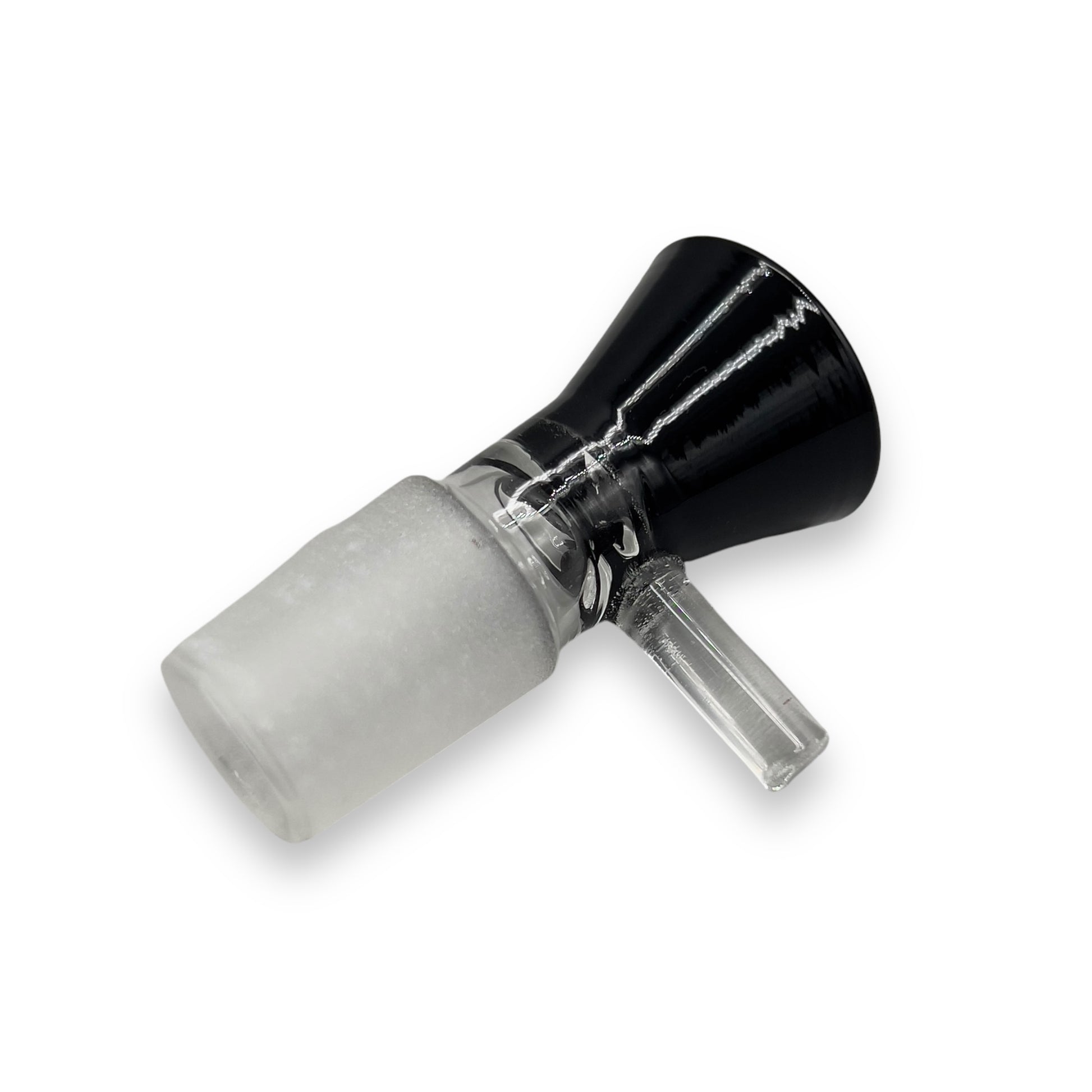 Black 18mm funnel glass bowl slide with durable male joint for bong or water pipe