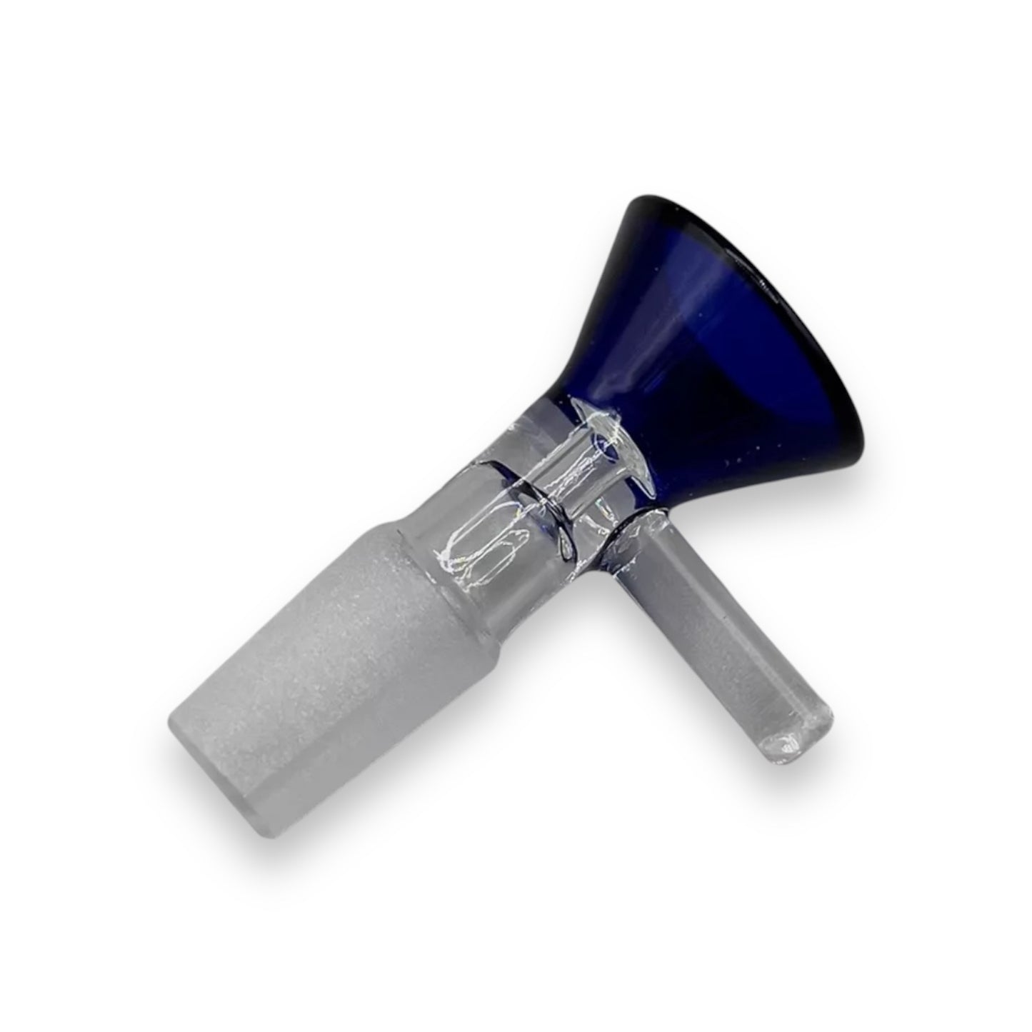 Blue 14mm funnel glass bowl slide with durable male joint for bong or water pipe