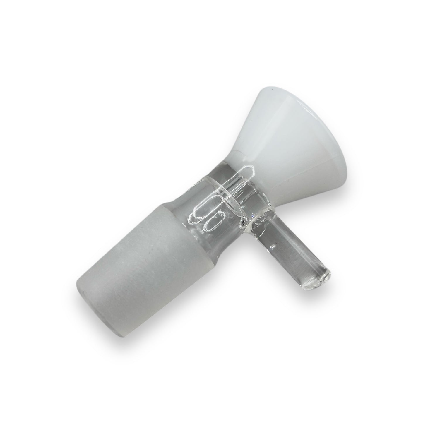 Frosted white 18mm funnel glass bowl slide with durable male joint for bong or water pipe