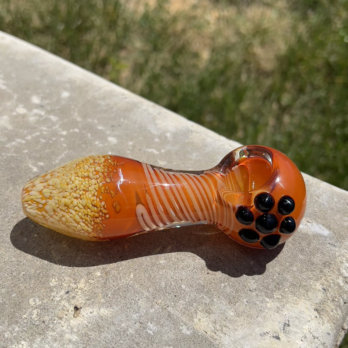 Gold fumed glass pipe for smoking 4.6 inch