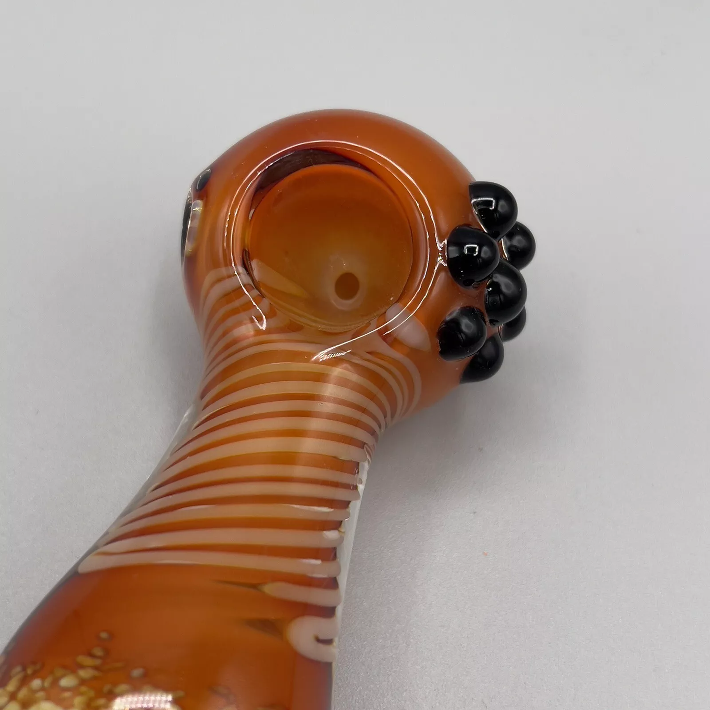 Glass Smoking Pipe Bowl – Heavy Thick Gold Fumed Hand Pipe 4.6"