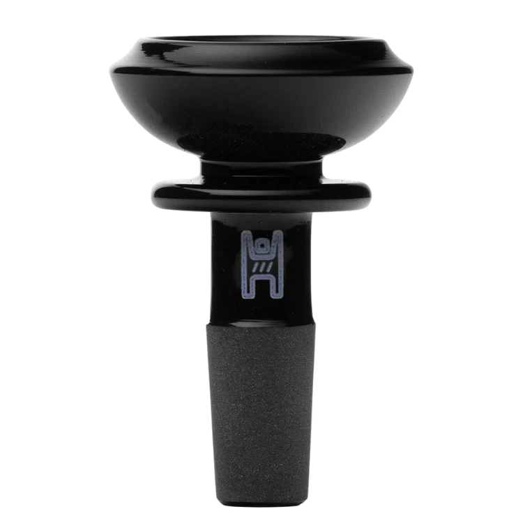 Black 14mm saucer glass bowl slide, male glass-on-glass joint bong accessory