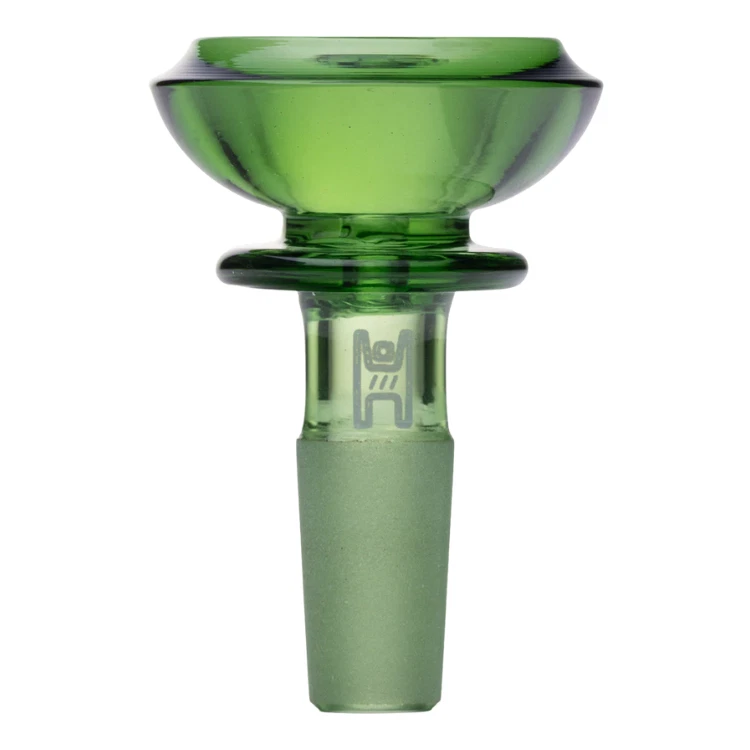 Green 14mm saucer glass bowl slide, male glass-on-glass joint bong accessory