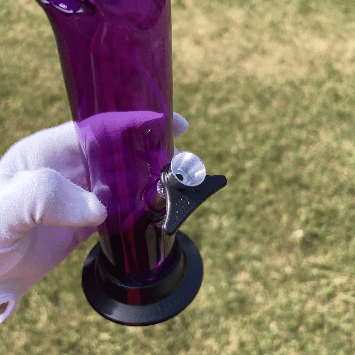 10" Acrylic Bong Plastic Water Pipe PURPLE Hookah Bubbler Bent Neck Metal Slide - Glass Express USA