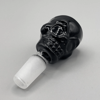 14mm Glass Bong Bowl Slide Large Skull Water Pipe Hookah Thick Head Piece - Black - Glass Express USA