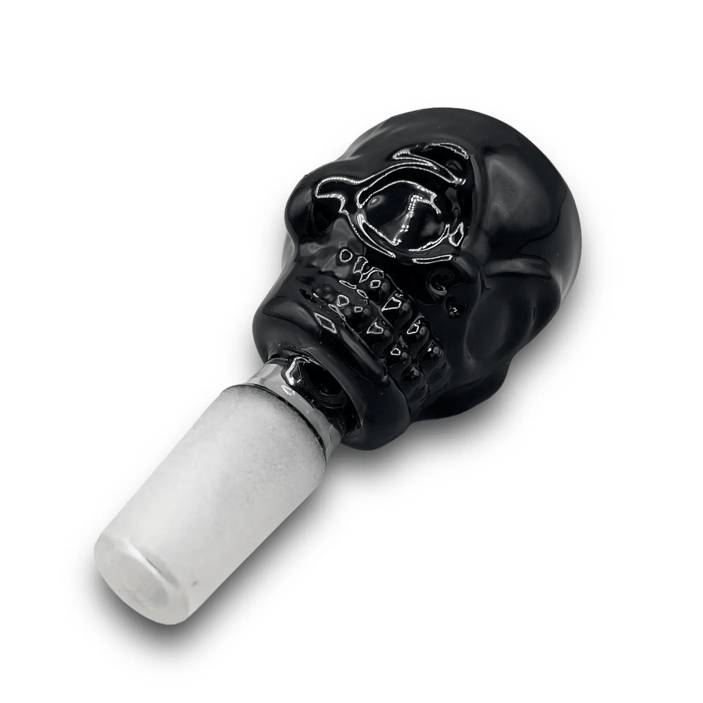 14mm Glass Bong Bowl Slide Large Skull Water Pipe Hookah Thick Head Piece - Black - Glass Express USA