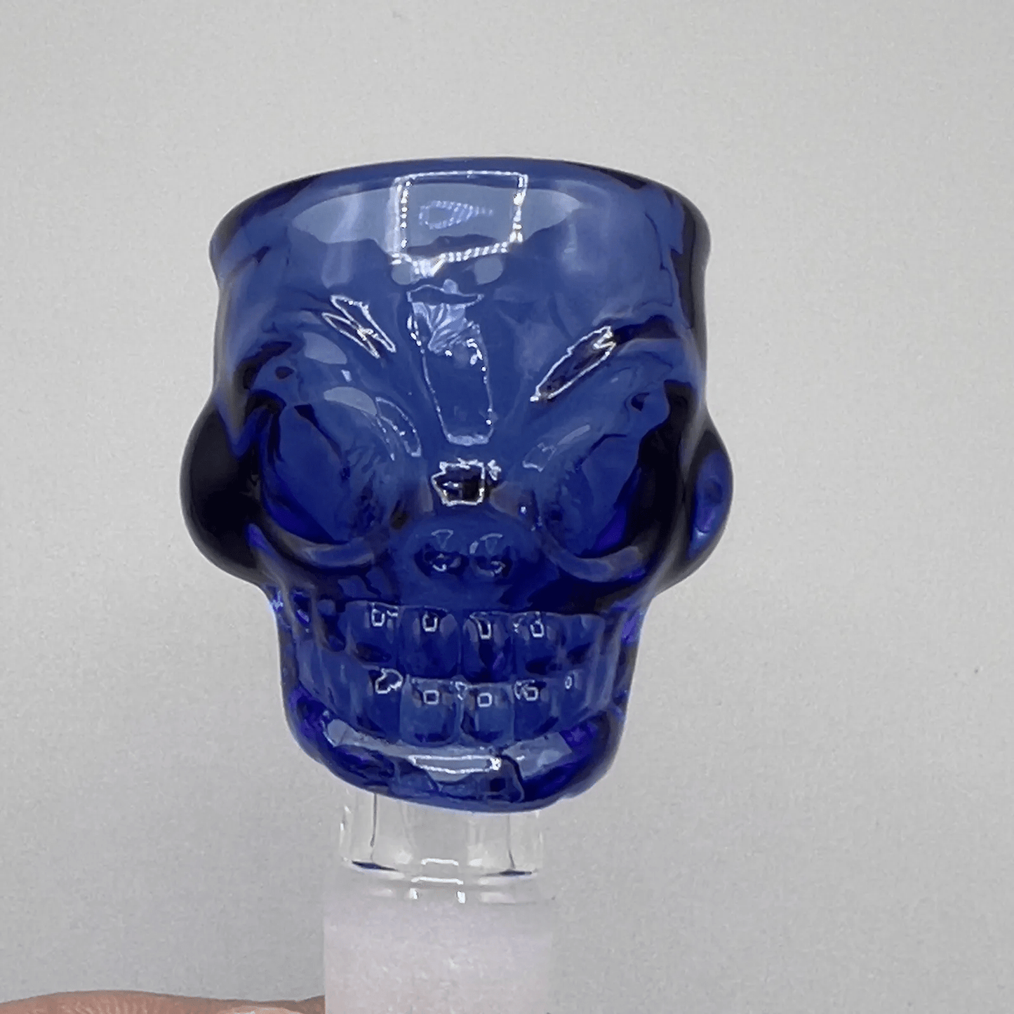 14mm Glass Bong Bowl Slide Large Skull Water Pipe Hookah Thick Head Piece - Blue - Glass Express USA