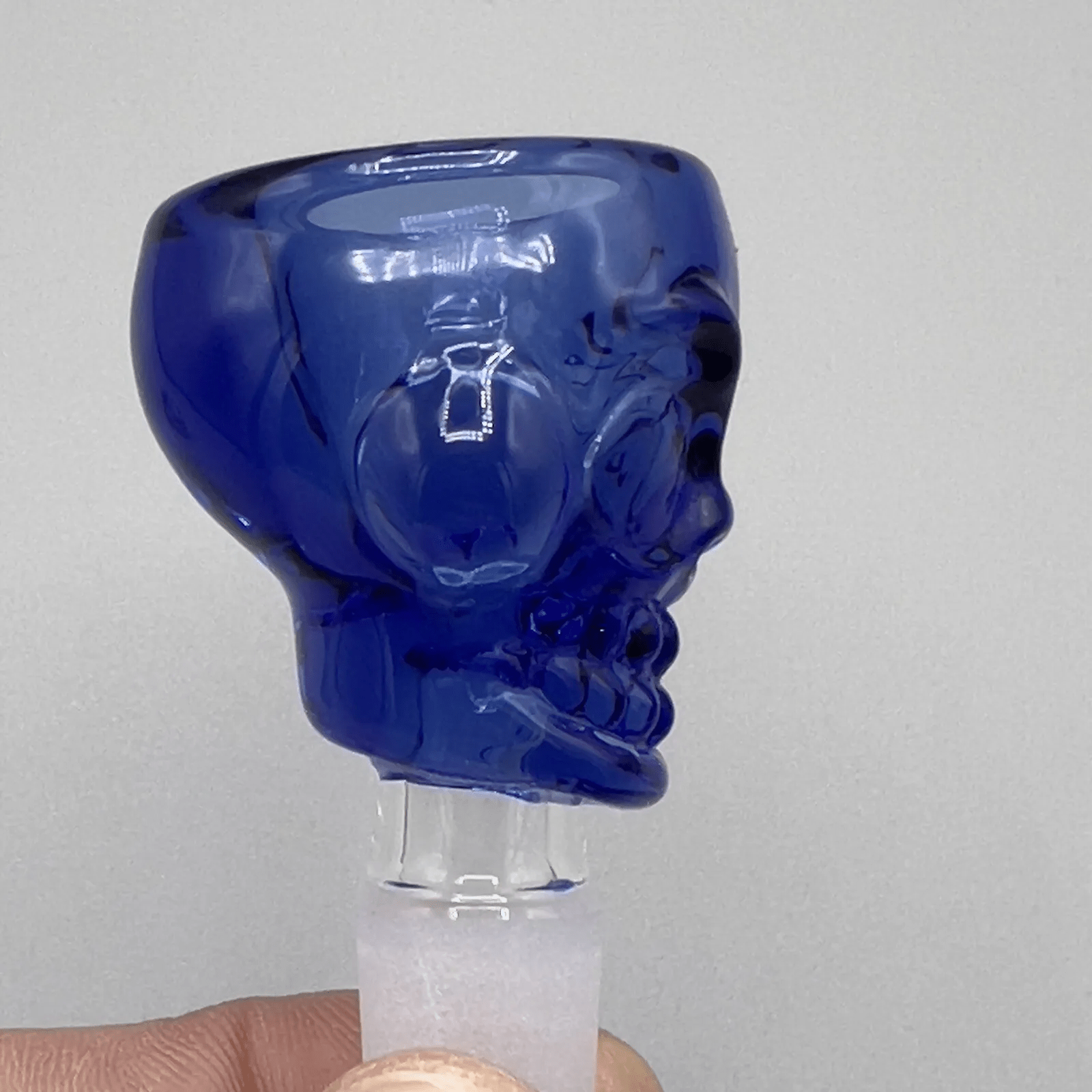 14mm Glass Bong Bowl Slide Large Skull Water Pipe Hookah Thick Head Piece - Blue - Glass Express USA