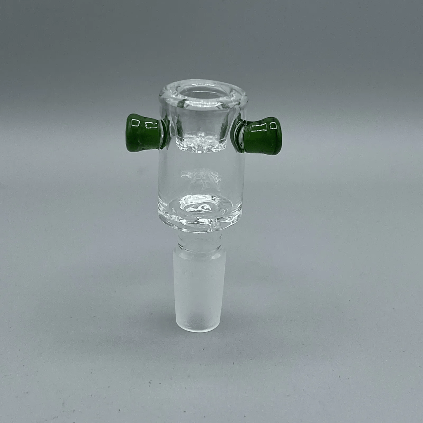 14mm Glass Bowl Slide With Built In Glass Screen - Green Handles - Glass Express USA