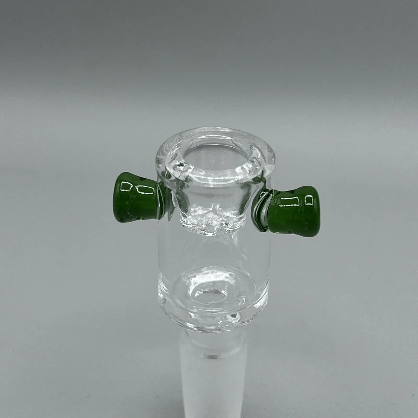 14mm Glass Bowl Slide With Built In Glass Screen - Green Handles - Glass Express USA