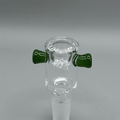 14mm Glass Bowl Slide With Built In Glass Screen - Green Handles - Glass Express USA