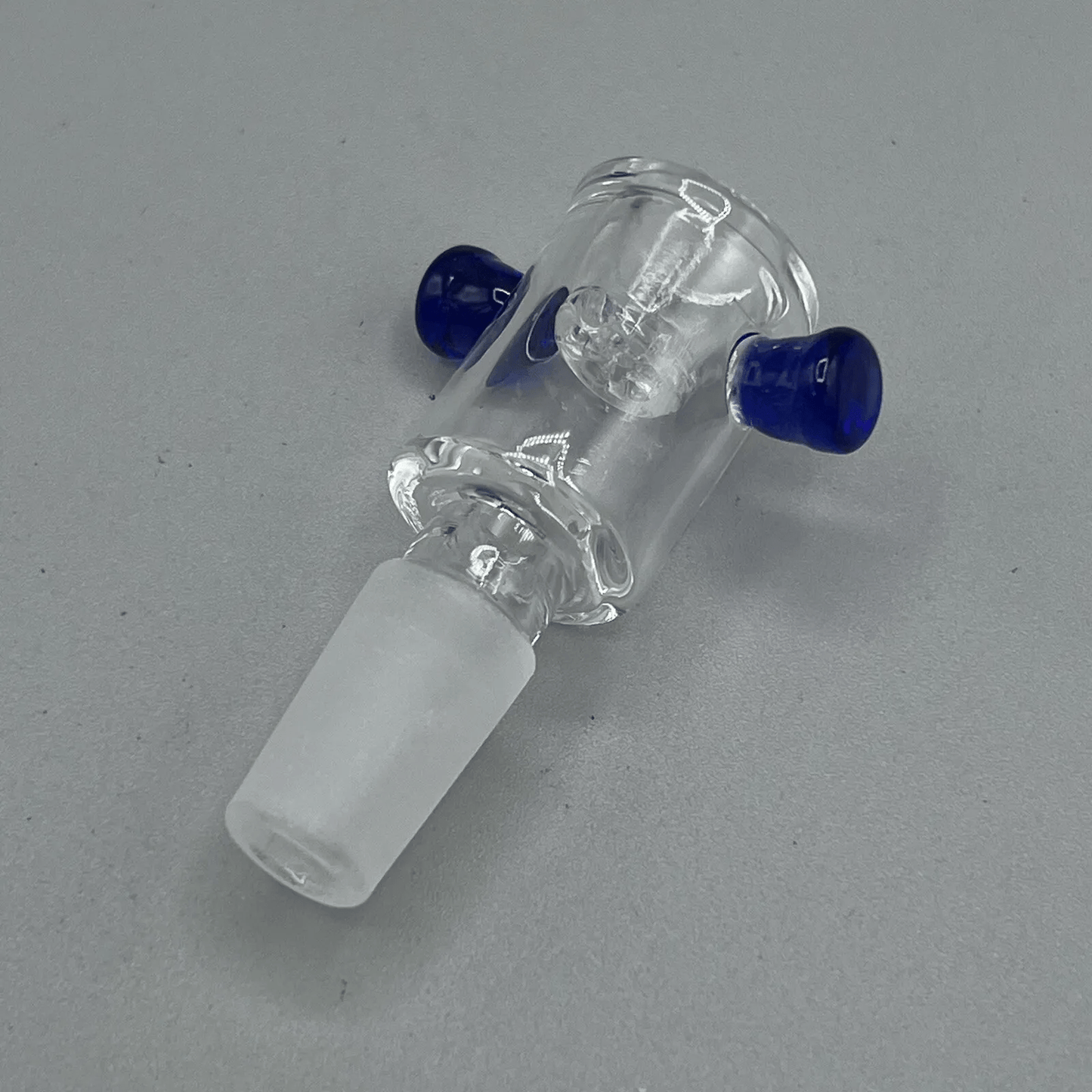 14mm Glass Bowl Slide With Glass Screen Built In - Blue Handles - Glass Express USA