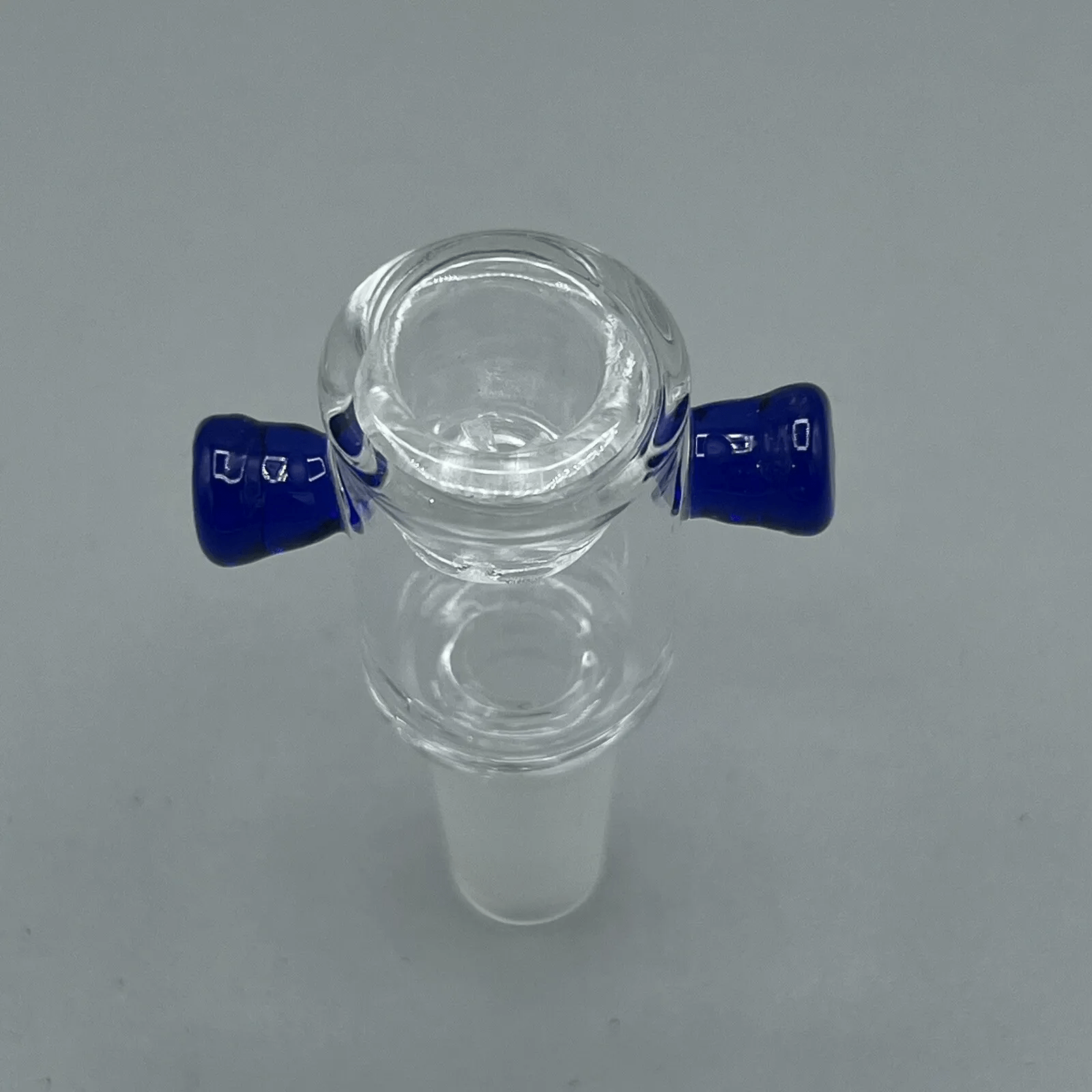 14mm Glass Bowl Slide With Glass Screen Built In - Blue Handles - Glass Express USA