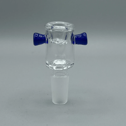 14mm Glass Bowl Slide With Glass Screen Built In - Blue Handles - Glass Express USA