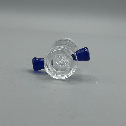 14mm Glass Bowl Slide With Glass Screen Built In - Blue Handles - Glass Express USA