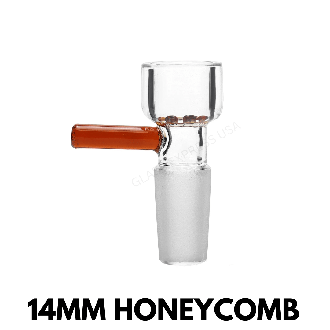 14mm Honeycomb Screen Built In Glass on Glass Bong Slide Bowl - Amber - Glass Express USA