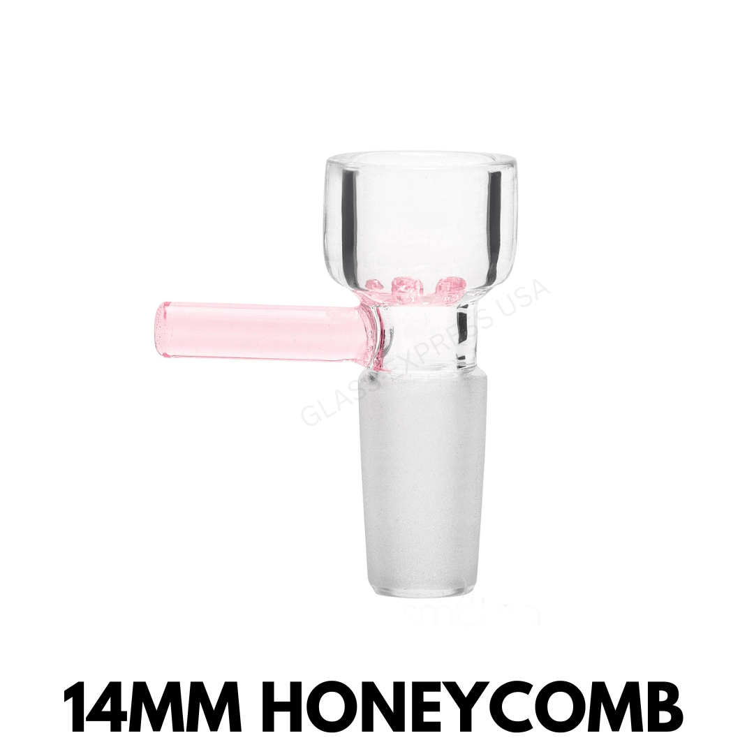 14mm Honeycomb Screen Built In Glass on Glass Bong Slide Bowl - Pink - Glass Express USA