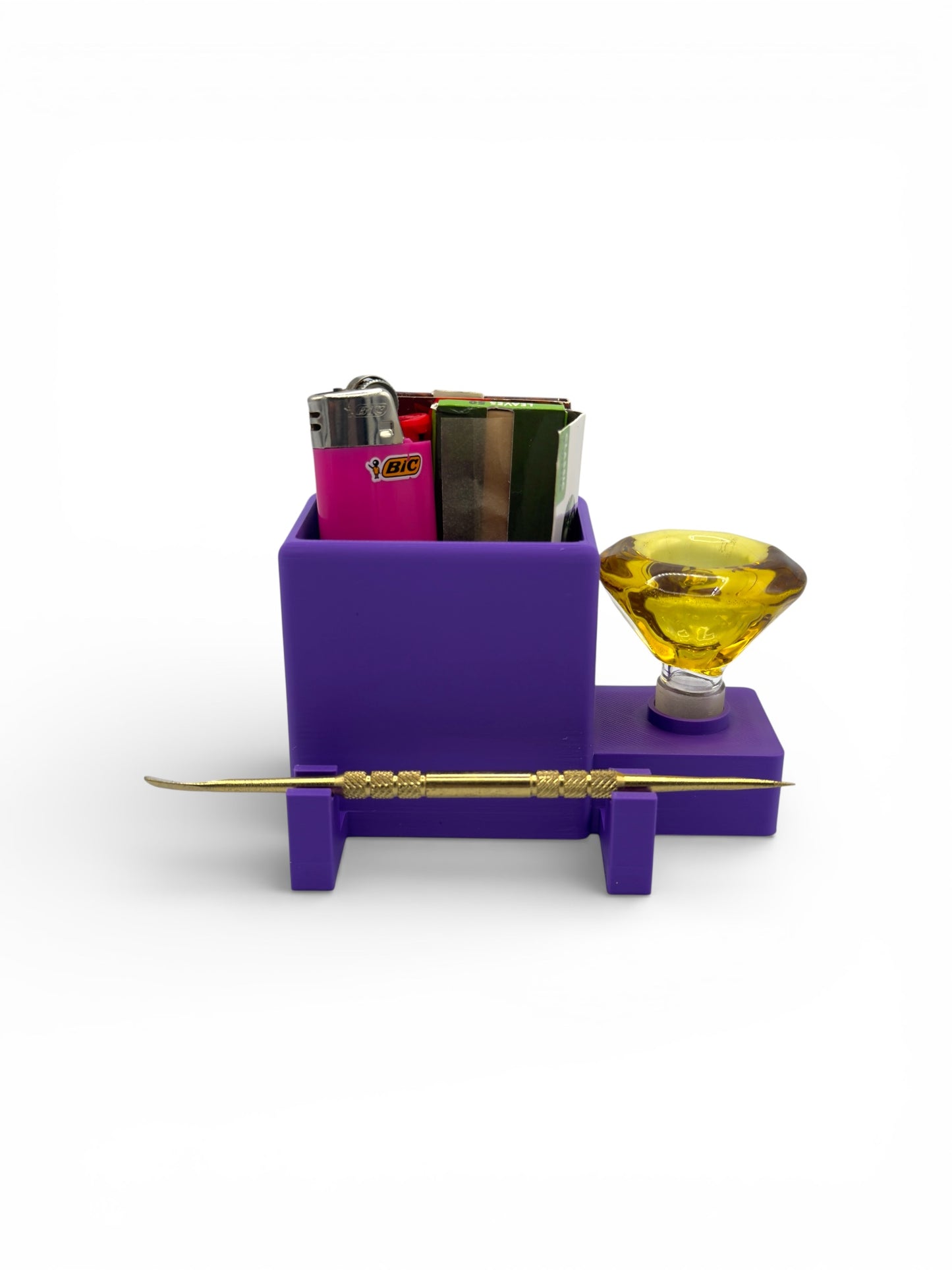 Bong bowl display stand with dab tool slot 14mm