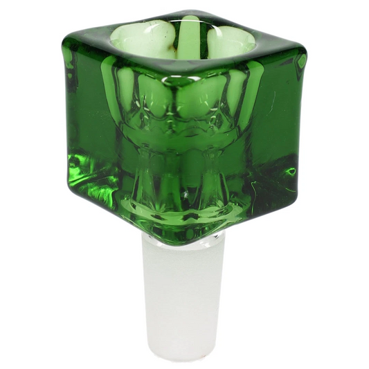 Green color 14mm cube-shaped glass bowl slide for bong or water pipe
