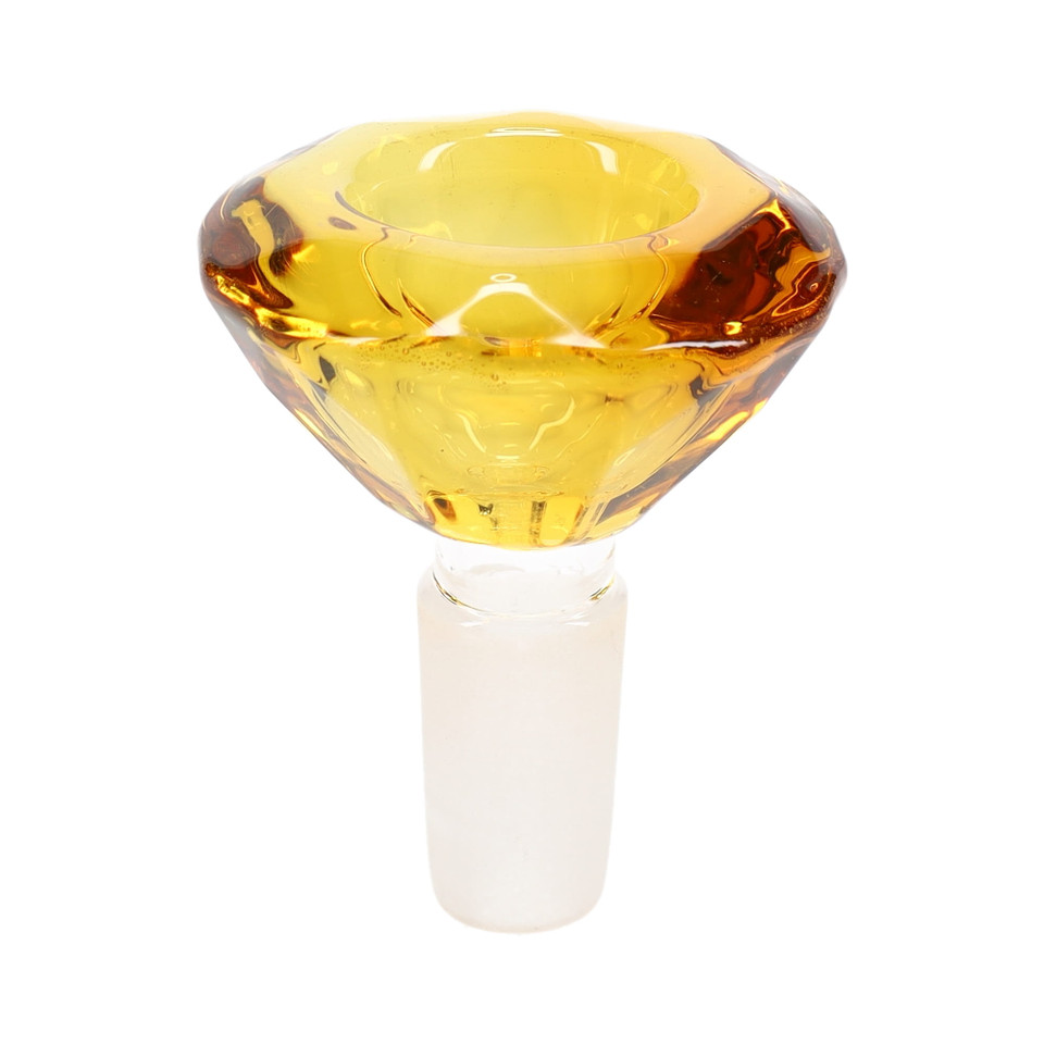 Yellow 14mm large diamond glass bowl slide, male glass-on-glass joint bong accessory