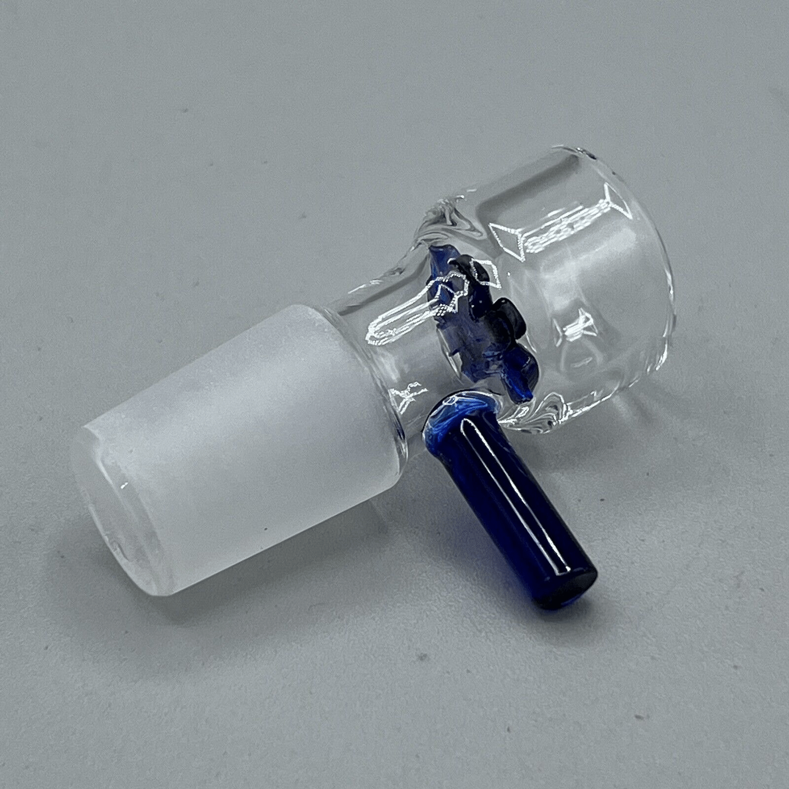 18MM Glass Bowl Slide Male Frosted With Built In Snowflake Star Screen - Blue - Pull Handle - Glass Express USA