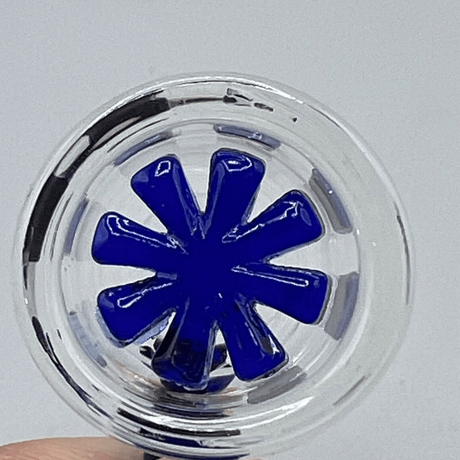 18MM Glass Bowl Slide Male Frosted With Built In Snowflake Star Screen - Blue - Pull Handle - Glass Express USA