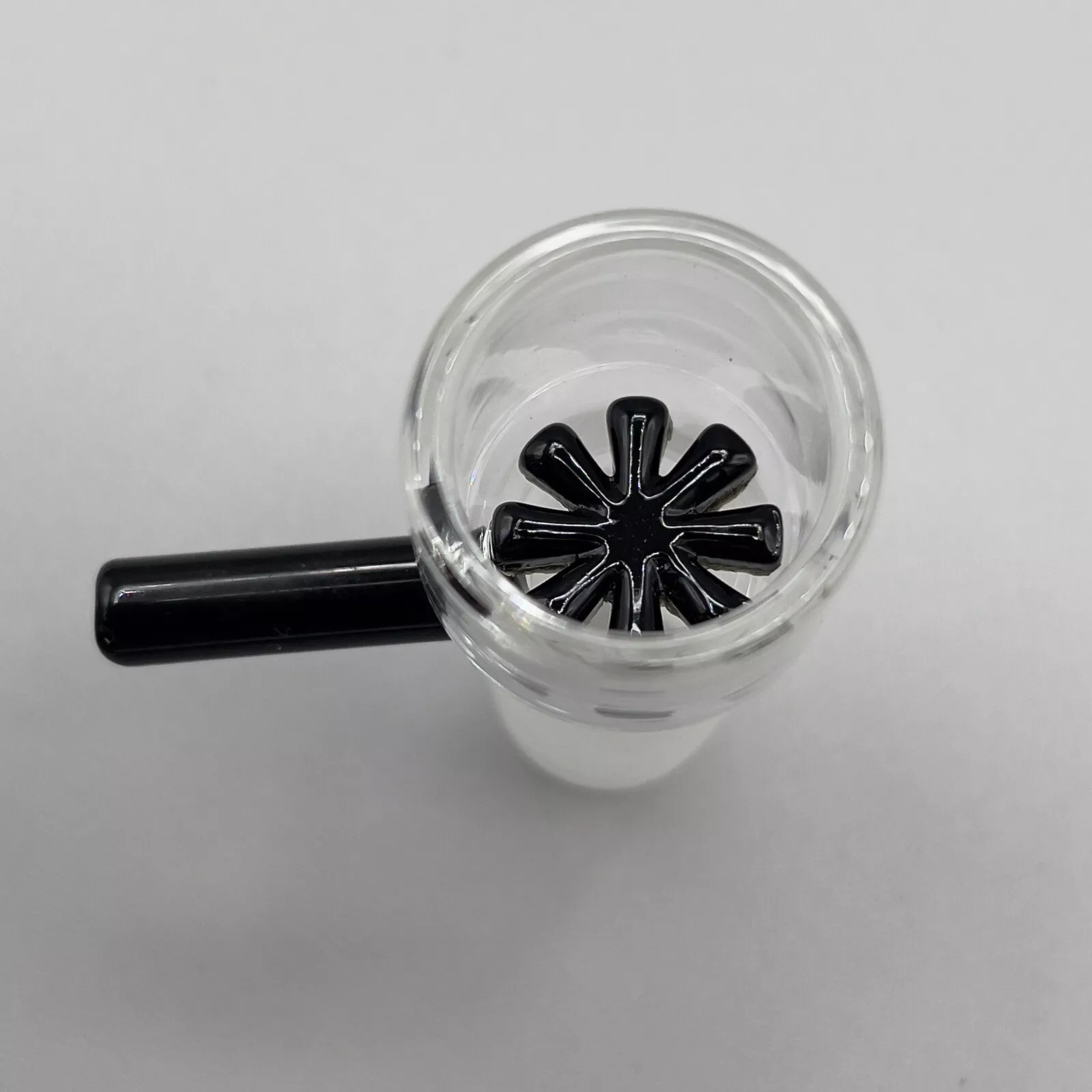 18MM GLASS SLIDE BOWL IN BLACK WITH BUILT IN SCREEN HONEYCOMB