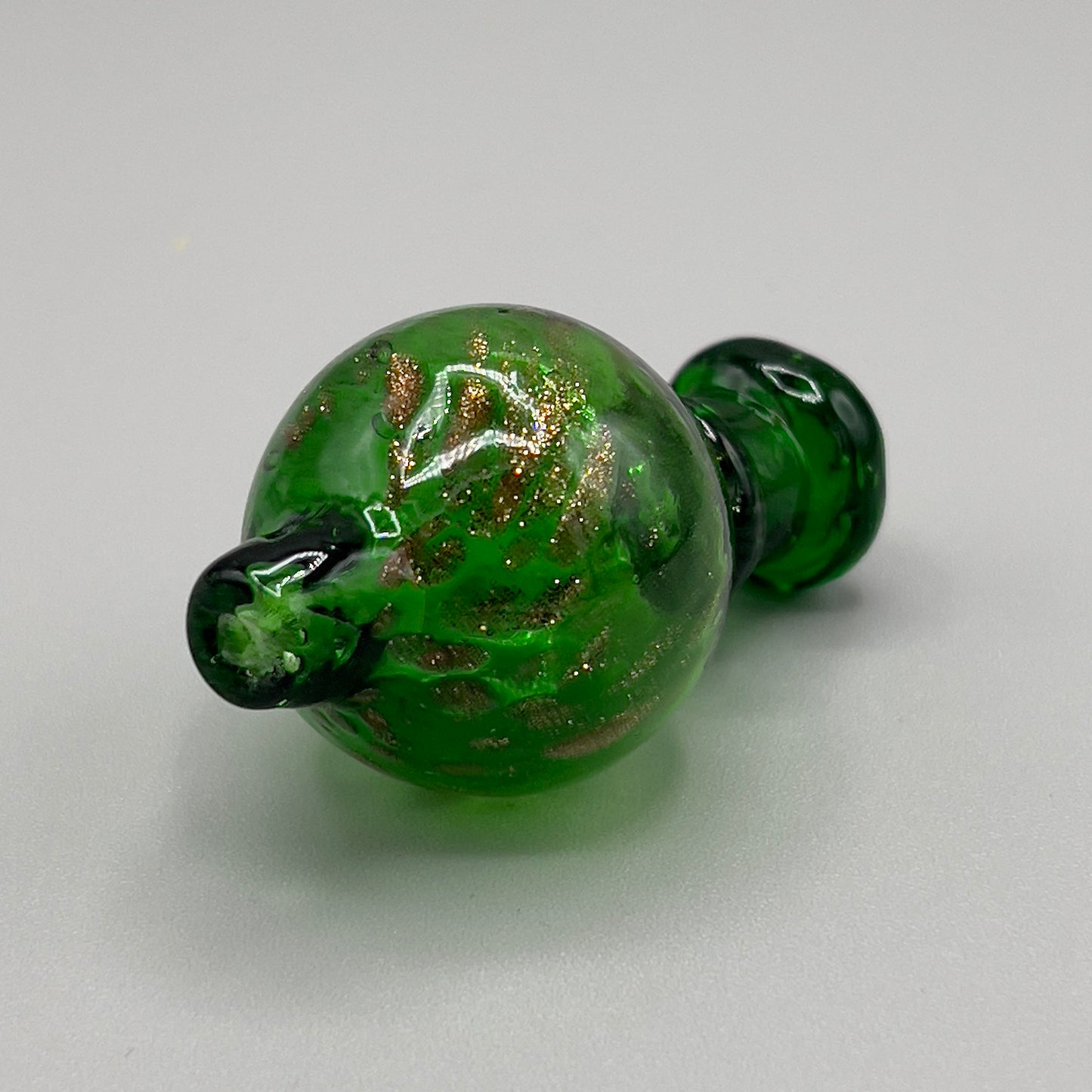 Colorful Green Glass Bubble Carb Cap With Vented Directional Hole - Green, Gold Splatter