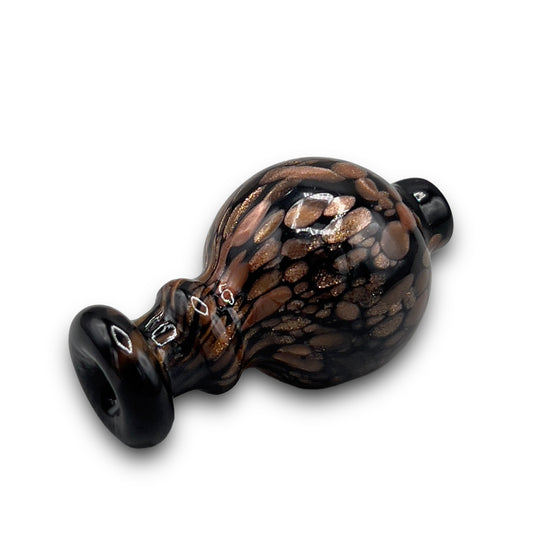 Black Glass Bubble Carb Cap With Vented Directional Hole - Black Gold Splatter