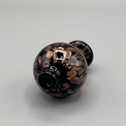 Black Glass Bubble Carb Cap With Vented Directional Hole - Black Gold Splatter