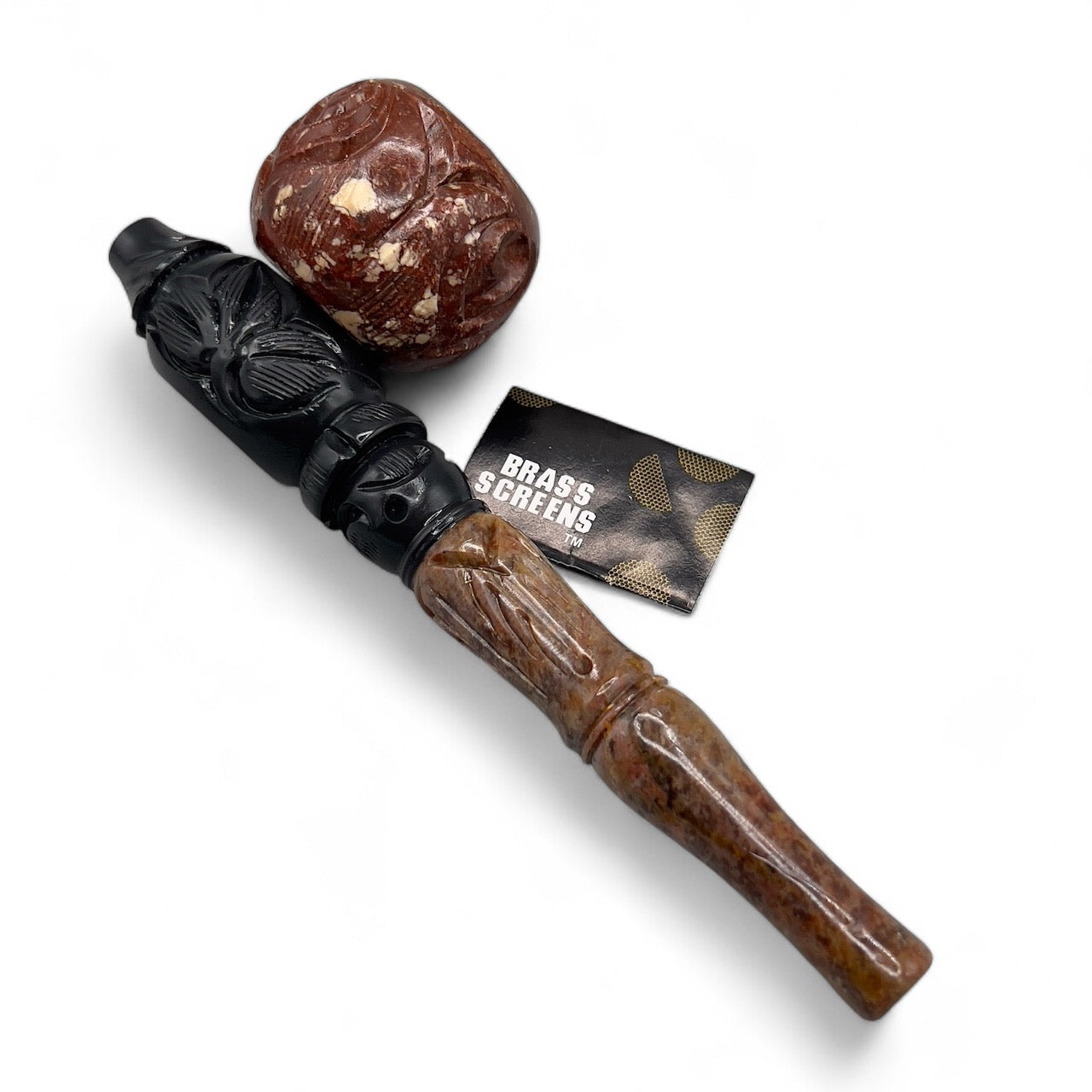 6" Heavy Stone Carved Tobacco Pipe