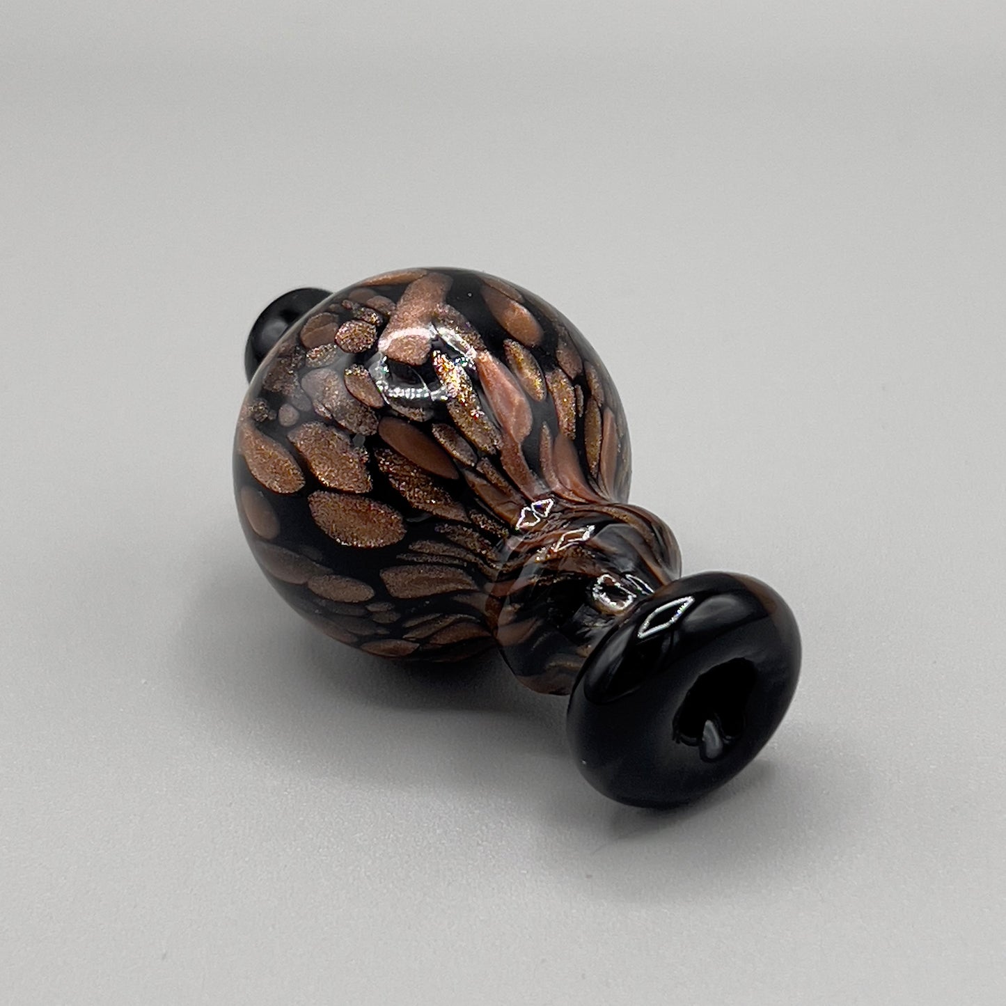 Black Glass Bubble Carb Cap With Vented Directional Hole - Black Gold Splatter