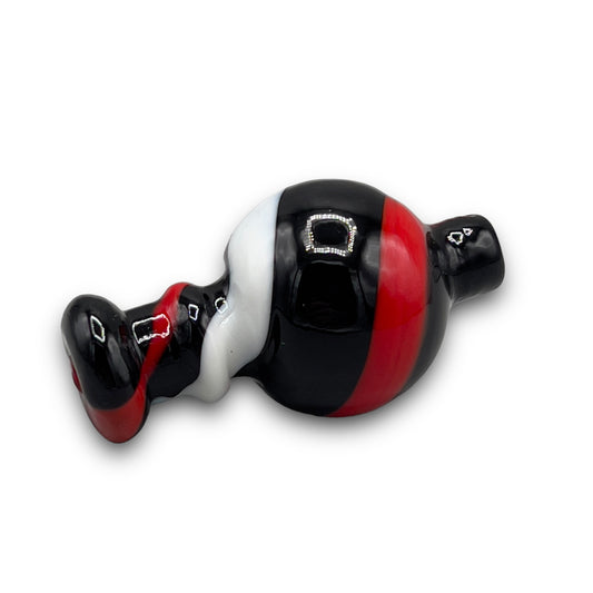 Colorful Black Glass Bubble Carb Cap With Vented Directional Hole - Black, Red, White