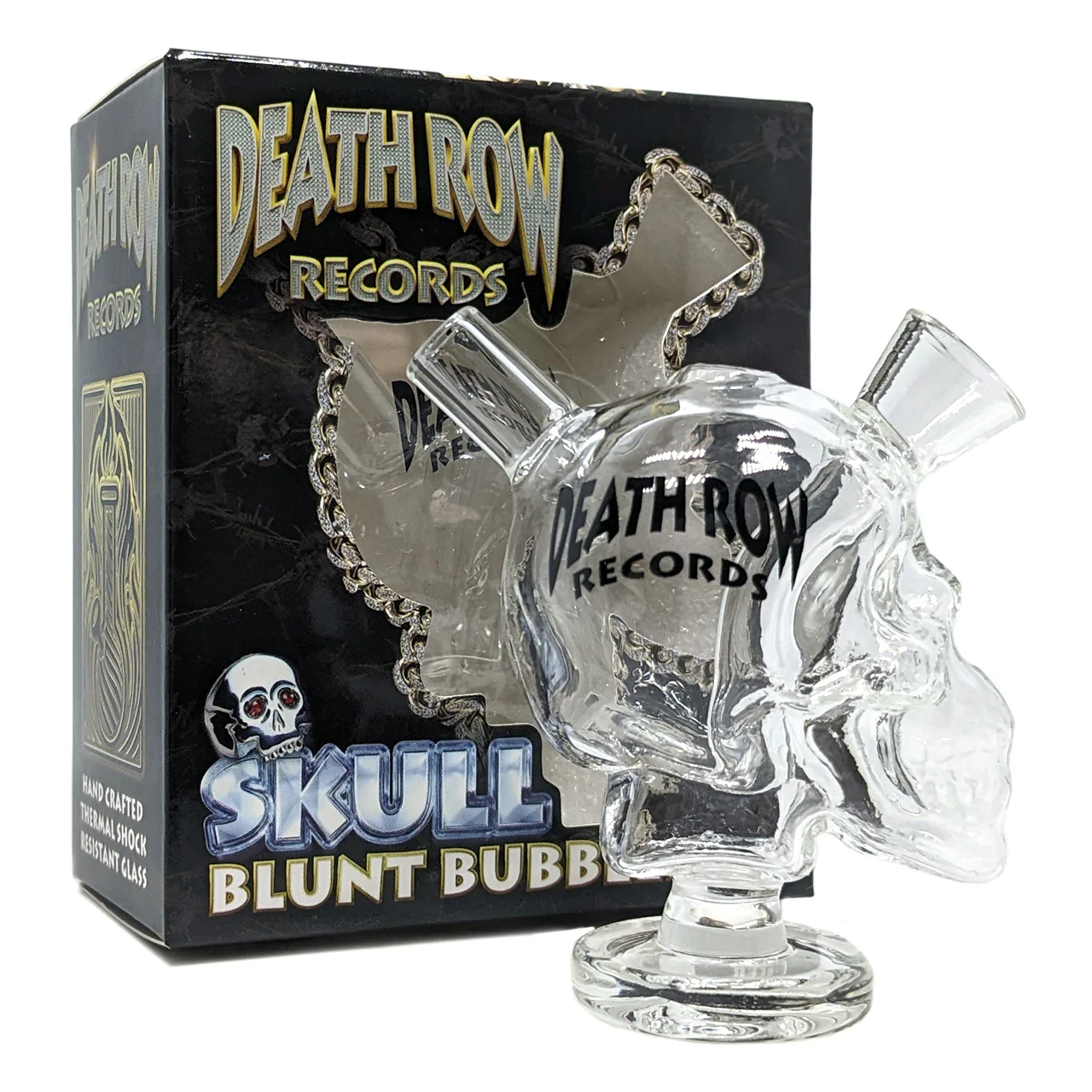 Death Row Records 3 inch skull glass bubbler Clear