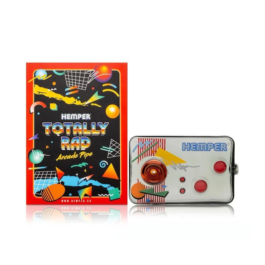 Hemper Totally Rad Arcade Pipe with colorful packaging on a white background