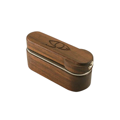 Wooden case with metal trim on a white background