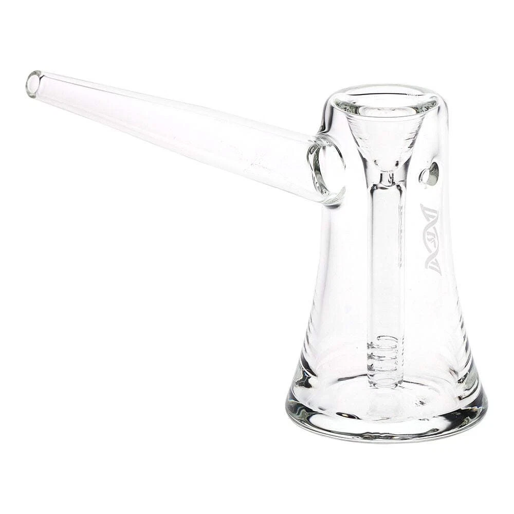 Clear glass water pipe on a white background