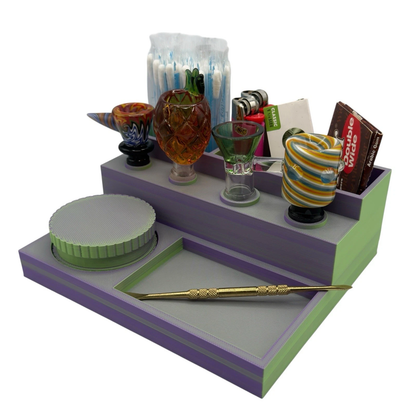 3D printed rolling tray with grinder and storage